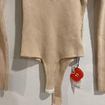 Cider  Beige Ribbed Long Sleeve Bodysuit Sz L NWT Photo 4