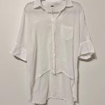 Free People  Best Of Me Top Size XS Button Down Shirt Oversized White Cotton Boho Photo 2