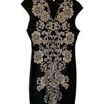 Connected Apparel Knit Floral Knit Dress Size 8 Black Tan Photo 0