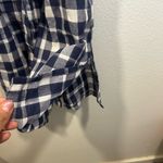 Navy Checkered Sleeveless Linen Dress Blue Size M Photo 4