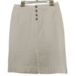 Eddie Bauer  Denim Skirt Off White Button Fly Knee Length Skirt Size 6 Photo 0