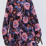 ZARA  small black floral print long sleeve baby doll mini dress Photo 5