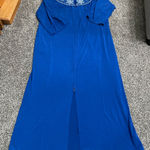 New Quacker Factory Blue Snowflake Embroidered Zip Up Long Sleeve Nightgown L Size L Photo 0