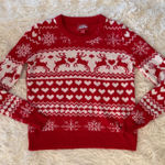 Urban Heritage  Red Christmas Sweater Reindeer‎ Hearts Snowflake Holiday Large Photo 0