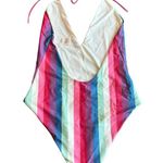 Privacy Please One Piece Halter Top Swimsuit Bold Stripe Size Medium Women's Photo 4