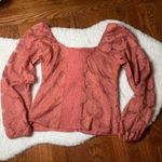 Pink long sleeve lace Corset cropped boatneck top blouse size large NWT Photo 5