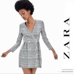 ZARA TRF Gray Double Breasted Plaid Collection - M EUC Photo 2