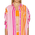 Beach Riot  Alexa Top Sunset Pink Orange Striped Button Down Photo 0