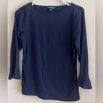 Ralph Lauren Navy Blue Top Size L 3/4 Sleeve Casual Shirt Photo 1
