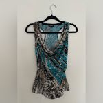 Iz Byer Turquoise and Black Patterned Blouse Photo 2