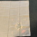 Antique Soft Cotton Floral Embroidered Handkerchief Pink White Photo 4