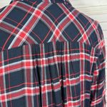 Loft Plaid Lightweight Bishop Sleeve Button Up Tunic Shirt Blue Red Small Photo 6