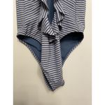 Aerie One Piece Swimsuit Women XL Stripe Blue Silver Ruffle Cheeky High Cut Photo 4