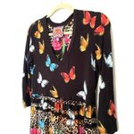 Johnny Was  Sandra Multicolor Butterflies Floral Tiered V-Neck Dress 3/4 Sleeve S Photo 8