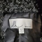 dh NEW YORK Moto Jacket Womens Med Black Curly Faux Fur Leather Trim Buckles Photo 8