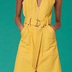 Diane Von Furstenberg  Sleeveless A-Line Zip Belted Denim Dress in Yellow Size 4 Photo 0
