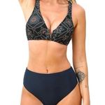 Cupshe Bikini V Neck Bralette High Waist Ethnic Pattern Two Piece Swimsuit NWT S Photo 0