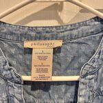 Philosophy Chambray Tencel Blue Raindrop Print Tunic Dress Size Large Boho Photo 2