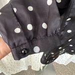 Maris Stella Silk Polka Dot Scoop Neck Long Cuff Sleeves Prairie Blouse Top L Black Size L Photo 3