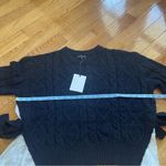 Jacquie The Label black wool blend cable knit sweater with white silk under Sz M Size M Photo 13