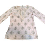 Old Navy Y2K Pink Metallic Gold Sequin Boho Hippie Floral Long Sleeve Tunic Top Photo 0