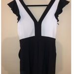 AQUA Black and White Contrast Romper Photo 4