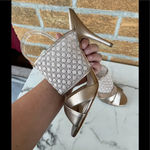 Delman Evitt Embroidered Heel Sandal size 10 Gold Photo 9