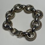 Signed Vintage BERGERE chain Bracelet Gold silver Tone circle link chain Photo 3