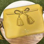 Kate Spade Hayes Leather Camera Crossbody Bag Bow Ribbon Sunflower Yellow Photo 0