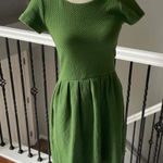 Ganni  Textured Green Short Sleeve Fit Flare Mini Dress XS Photo 0