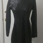 Black Sequin Bodycon Backless Mini Dress S Coquette Girl Y2K LBD Date Night Photo 0