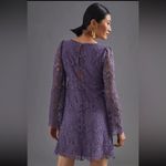 Anthropologie  Maeve Embroidered Lace Formal Mini Dress Lavender Lilac Size 6 S Photo 2