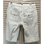 CAbi Shorts White Denim Stretch Low Rise Bermuda Contrast Stitching Size 4 Photo 3