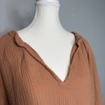 Nation Ltd  Gauze V-Neck Blouse Rust Orange 100% Cotton Women’s XL Photo 4