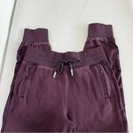 Lululemon Fleece Jogger Pants Size 4 Cotton Blebs Side Zip Pockets Burgundy Photo 4