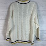 H&M Divided V Neck cable knit ivory oversized preppy sweater size Small Photo 3