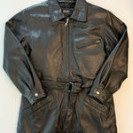 wilson's leather Wilsons Black Leather Jacket Medium Tie Waist Full Zip Front Thinsulate Liner Photo 0