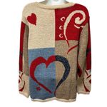 Coldwater Creek VTG Hearts Button Up Patchwork Cardigan Sweater Sz XL Grandma Photo 2