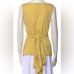 Escada Women's Size 34 Sleeveless Tie Front Wrap Blouse Cotton Blend Peridot Bow Yellow Photo 1