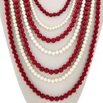 RED & IVORY MULTI ROW NECKLACE & EARRING SET Photo 2