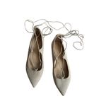 M GEMI Beige Suede Laceup Pointed Dress Flats Size 37.5 / US 7.5 Tan Photo 7