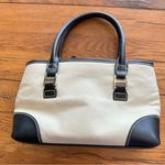 Charter Club  Canvas Cream and Black Handbag Purse Photo 3