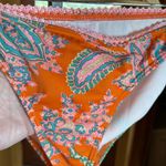 Billabong  Low Rise Orange Pink Blue Paisley Ruched String Bottoms Size Large Photo 1