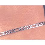 Boutique NEW Unisex Rhodium Plated 925 Sterling Silver Figaro Chain Bracelet, 8” Photo 3