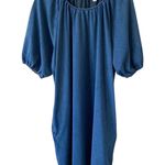 Denim & Co NWOT Comfy Knit Air Puff Sleeve Dress Size XL Medium Blue Wash Photo 1