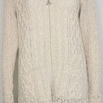 Inis Craft 100% merino wool fisherman‎ cardigan sweater, women's size S Brown Photo 0