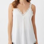 Femme Fatale White Lace Trim V Neck Cami Lingerie Top Made in Italy Size L Photo 0