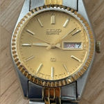 Seiko  SQ Presidential Vintage Ladies Watch Gold Dial Two-Tone Bracelet Case Date Photo 0