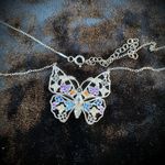 Sterling Butterfly Pendant Necklace with Multiple Gemstones | So sparkly! NWOT Silver Photo 1