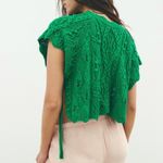 ZARA  Green Sweater Cable Knit Shawl Crop Top Photo 2